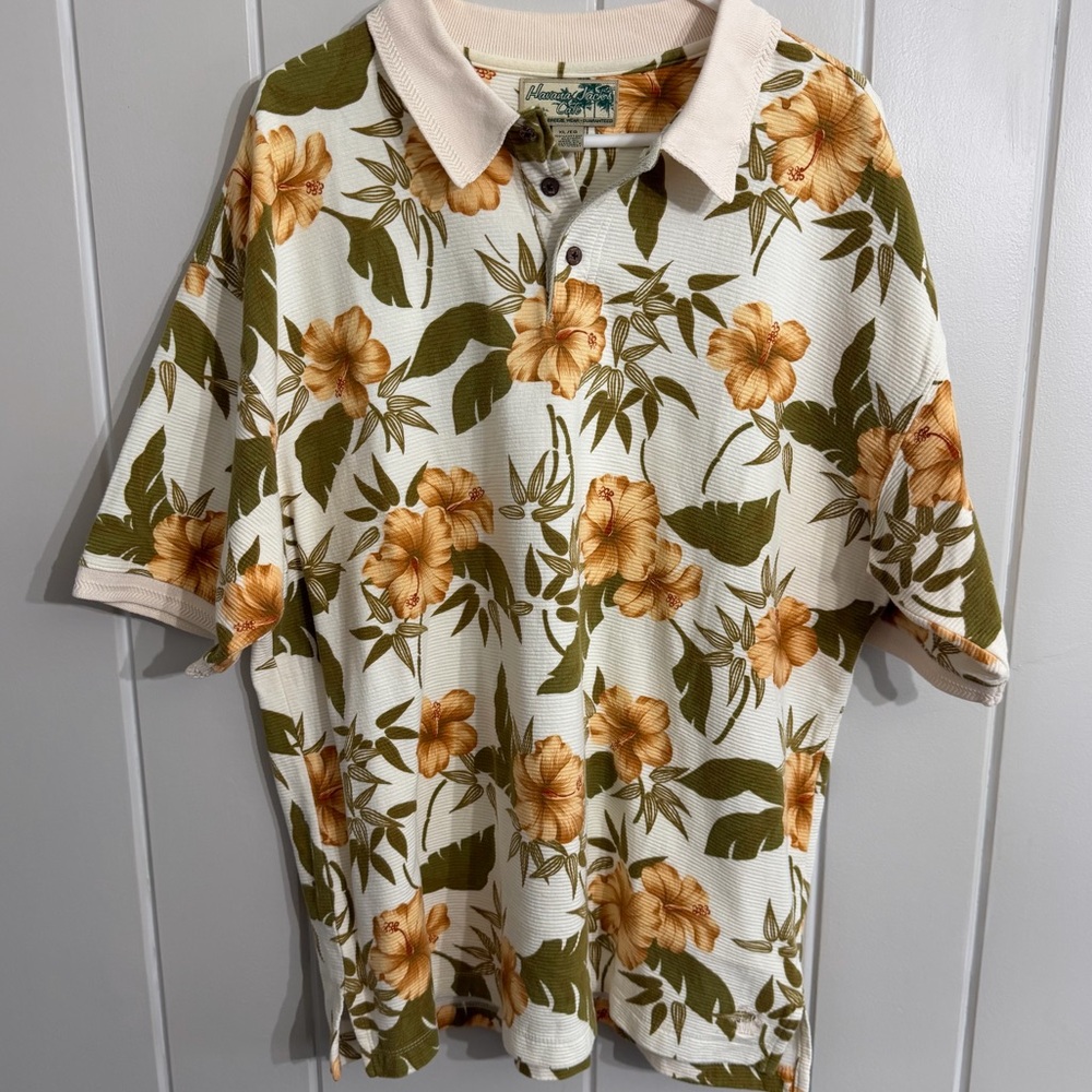 Havana Jacks Cafe Tropical Floral Polo Shirt XL Hawaiian Resort